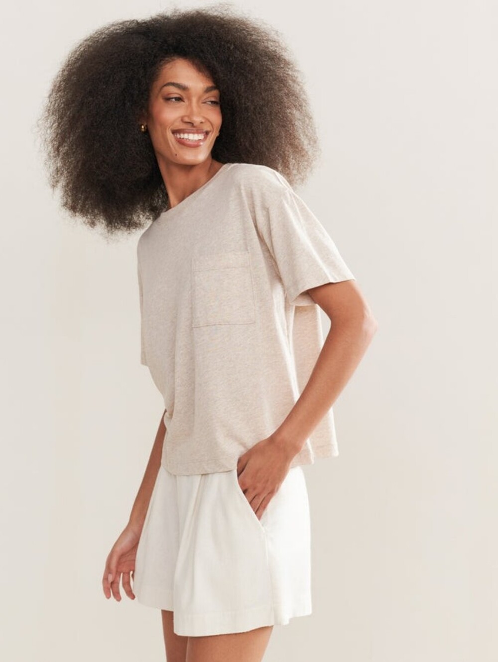 Jenni Kayne Vintage Pocket Tee (Oatmeal) Size Medium